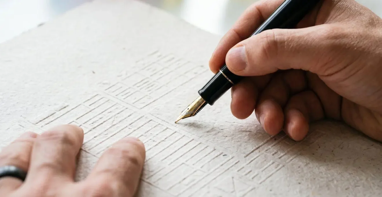 Close-up macro view of sustainable business documentation and verification process