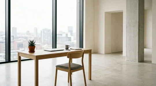 Clean minimalist workspace demonstrating corporate simplicity and focused decision-making environment