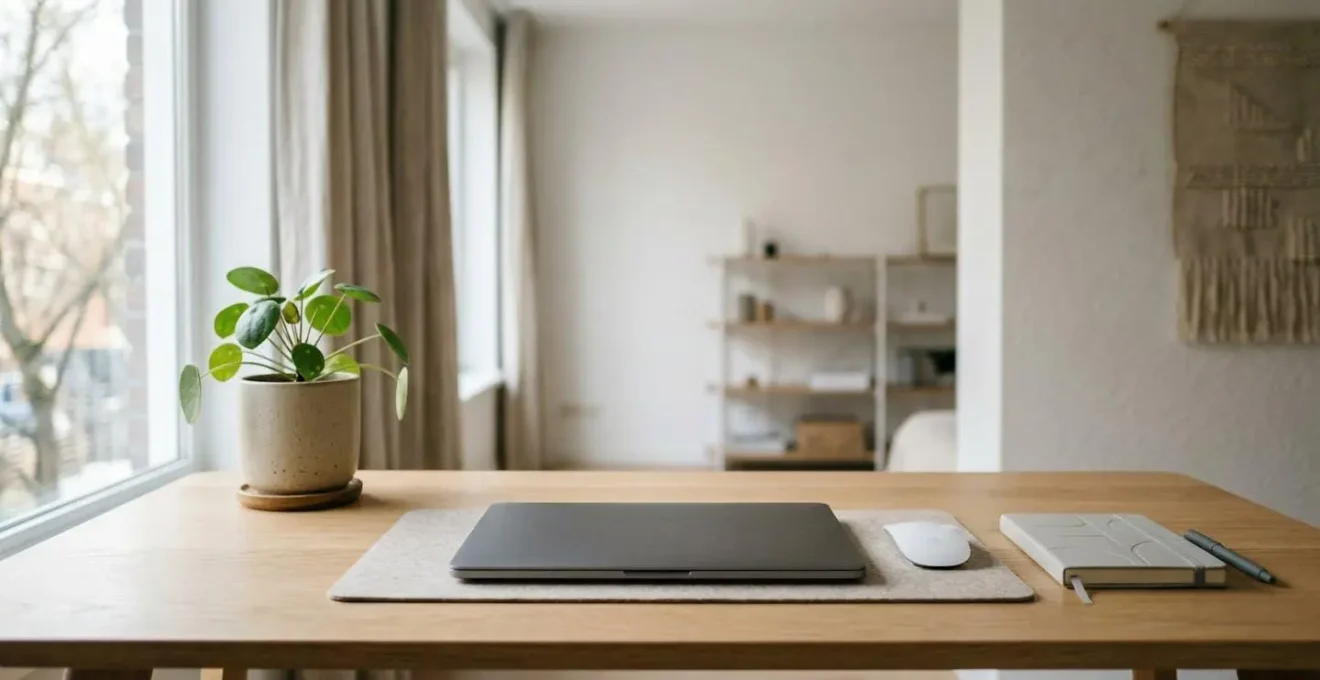 Creative workspace with digital tools for building passive income streams through online products