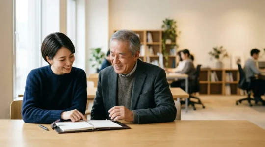 Diverse team of young and senior professionals collaborating naturally in modern workspace