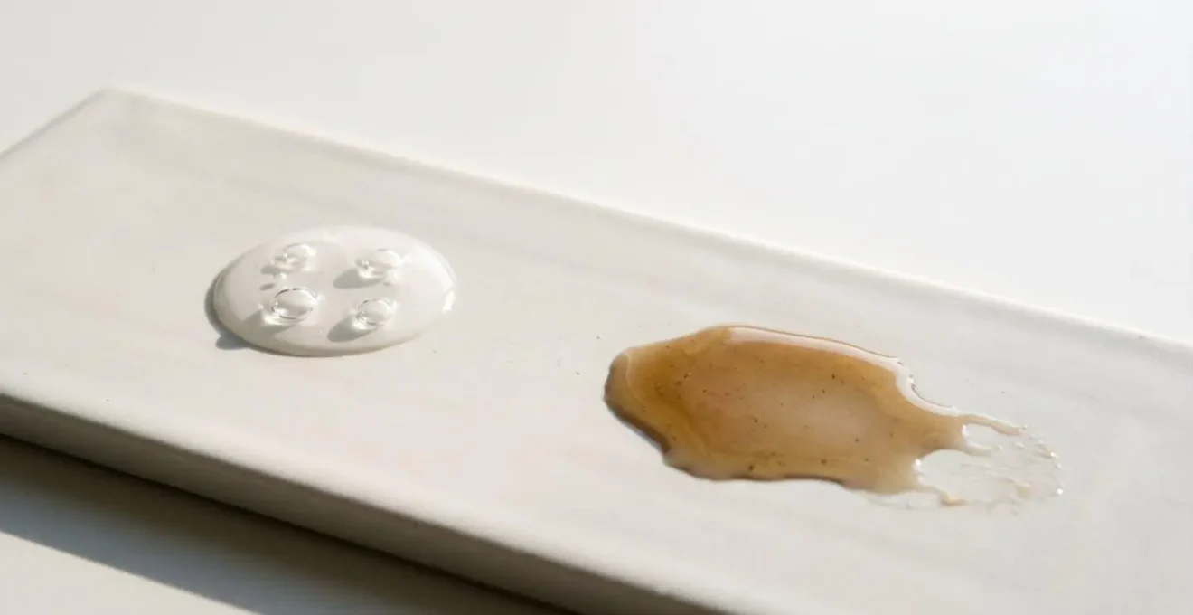 Minimalist environmental photograph illustrating skincare product layering concept with clean negative space