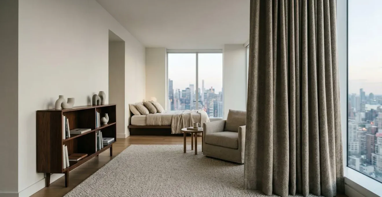 Serene modern apartment interior showcasing soundproofing elements without renovation