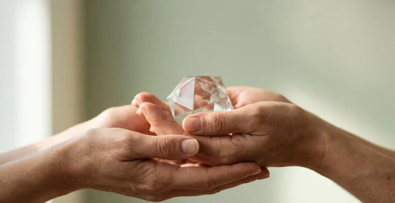 Human hands gently holding delicate translucent material symbolizing trust and transparency in data handling